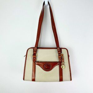 Vintage Dooney & Bourke Bone Pebble Leather Doctor Bag/Satchel/Shoulder Bag